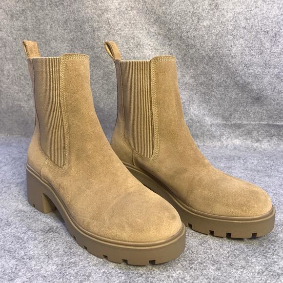 Steve Madden Chelsea Pull On Ankle Boot In Suede Camel, Women’s Size 7.5 - Picture 2 of 10